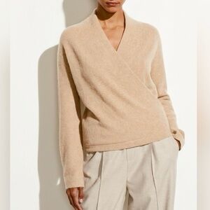 Vince Boiled Cashmere Wrap Front Pullover Sweater